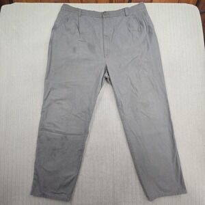 Vintage Brittania Pants Mens 44x30 Gray Pleated Chino Elastic Waist Casual 90s